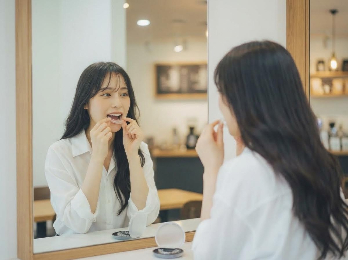 スマホを見る女性